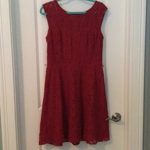 White House Black Market Red floral lace dress